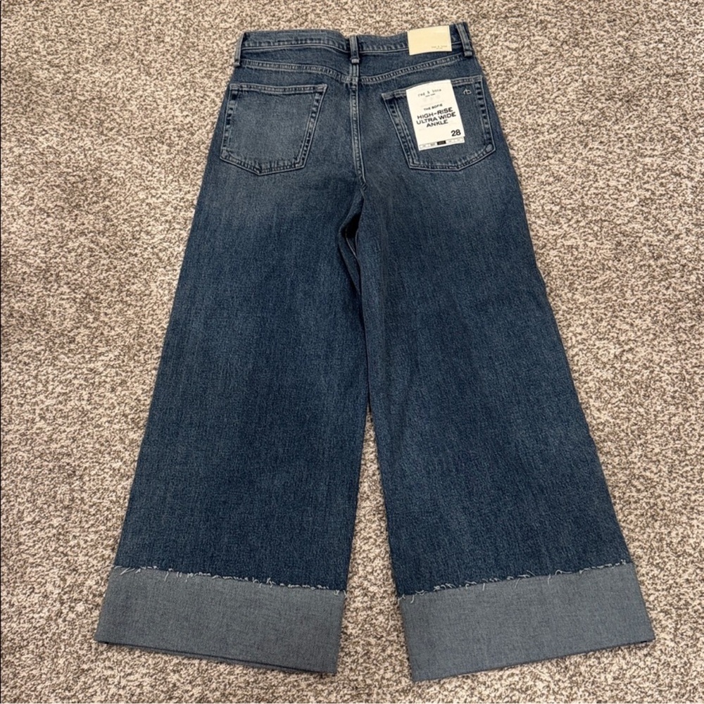 rag & bone Dark Blue Wide Leg Jeans - Picture 2 of 7